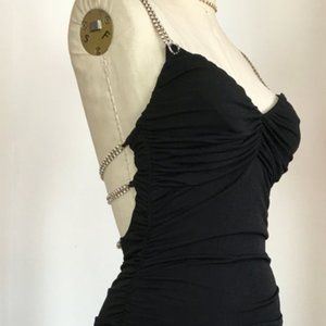 Caché - black backless dress with rhinestones